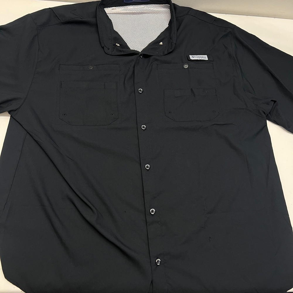 Columbia PFG Tamiami II Mens XXL Black Short Sleeve Fishing outdoor Shirt UPF